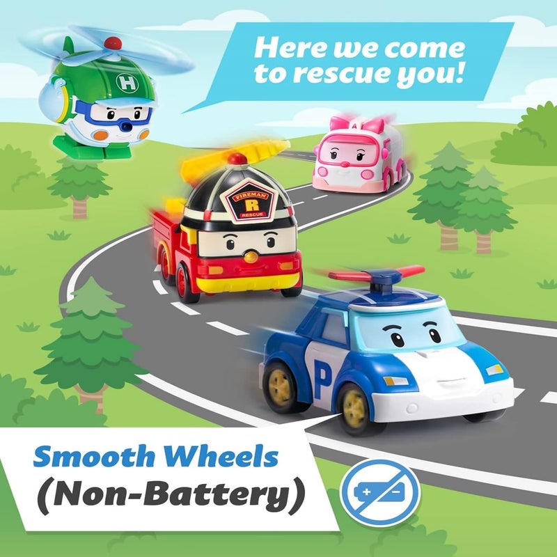 Robocar Poli روبوت متحول 4" - سيارة بولي المتحولة، مجموعة لعب مركبة الطوارئ الشرطية، لعبة تعليمية STEM للأطفال في مرحلة ما قبل المدرسة، هدية مثالية للعطلات وأعياد الميلاد للأطفال من 3 سنوات فما فوق - Image 3